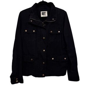 KUT from the Kloth Utility Jacket Size L‎ Black Military Field Chore Coat Casual